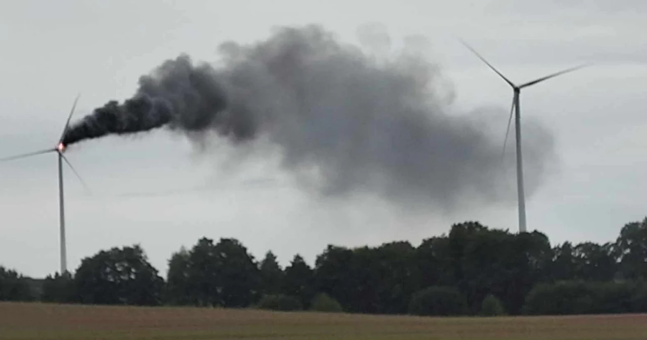 Pożar turbiny wiatrowej pod Koszalinem