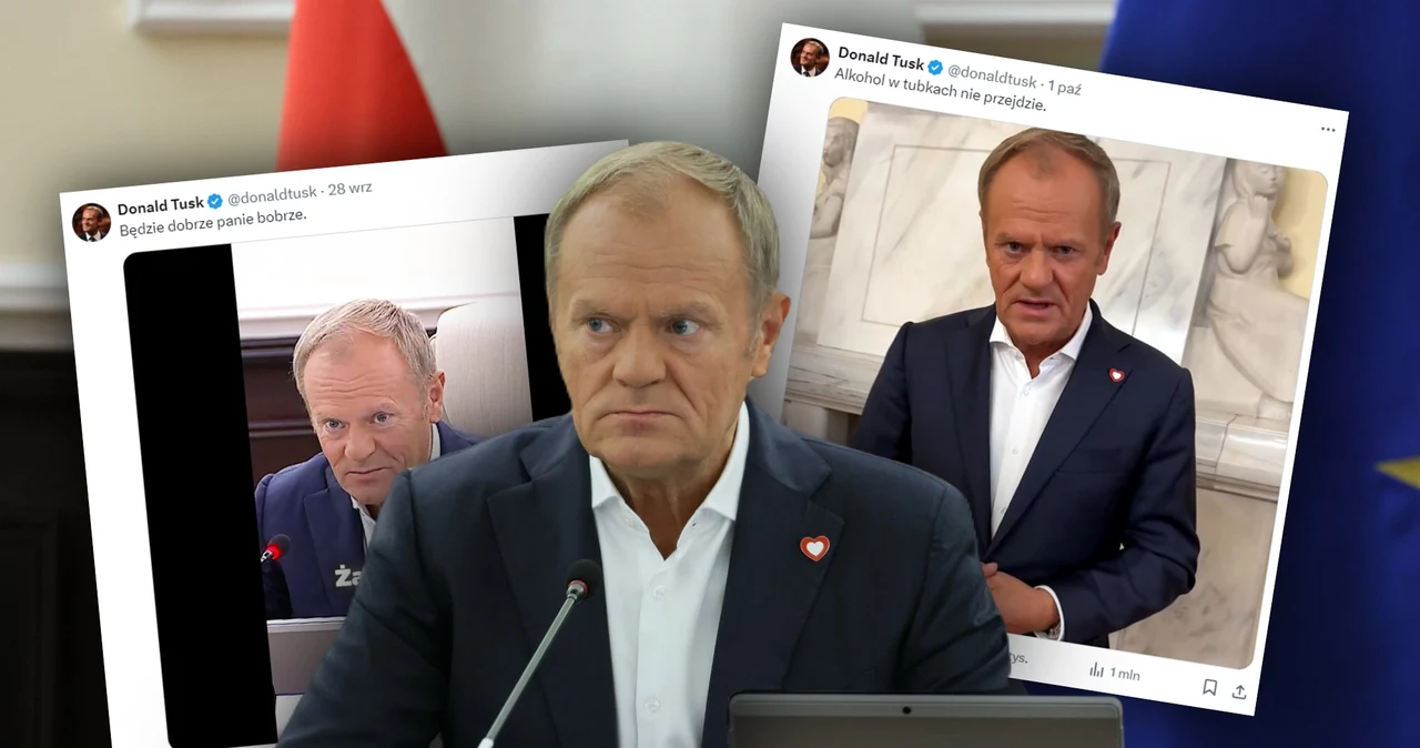 Wpisy premiera w serwisie X. Donald Tusk informował między innymi o walce z alko-tubkami i prostował komunikat o zabezpieczeniu wałów przed bobrami