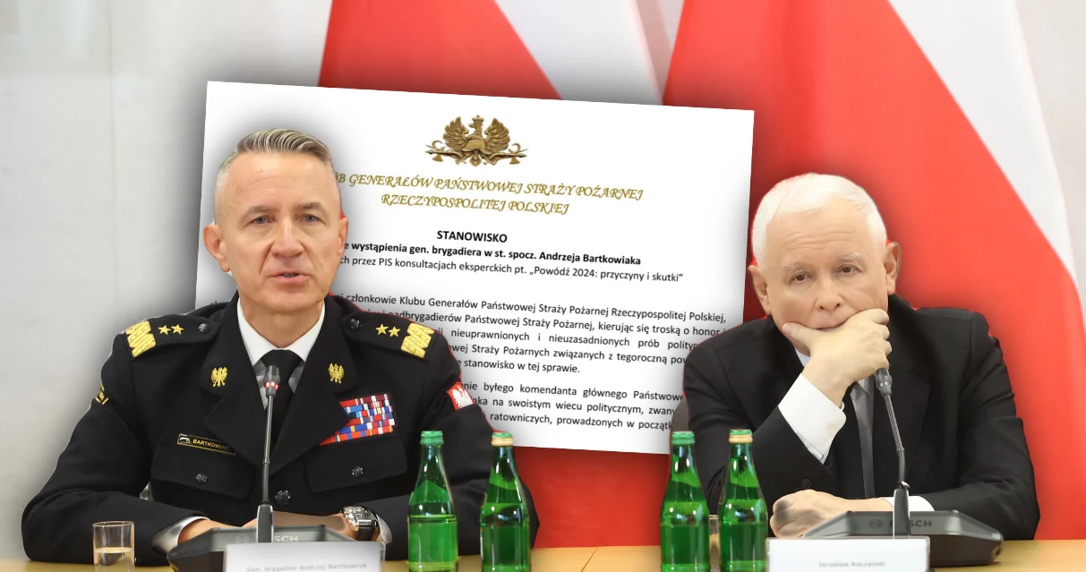 Gen. brygadier Andrzej Bartkowiak i Jarosław Kaczyński podczas konsultacji eksperckich zorganizowanych przez PiS