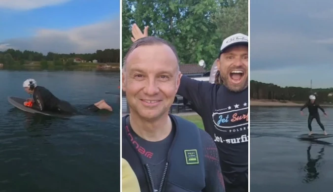 Prezydent Andrzej Duda uczył się jet surfingu. "Widać, że dał radę"