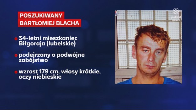 Podejrzany o podwójne zabójstwo uciekł ze szpitala psychiatrycznego. Bartłomiej Blacha z Biłgoraja był pilnowany przez strażników więziennych. Policja publikuje wizerunek 34-latka i apeluje o  wszelkie informacje, które mogą pomóc w jego złapaniu. Materiał dla "Wydarzeń" przygotował Robert Gusta.