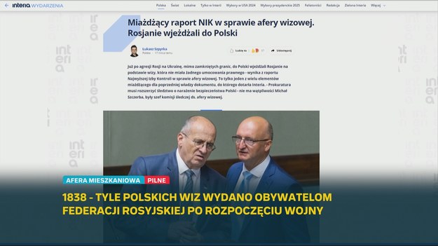 Według raportu NIK - po pełnoskalowej rosyjskiej agresji na Ukrainę - obywatelom Rosji wydano 1838 polskich wiz w ramach programu "Poland. Business Harbour". - Poproszę komisję ds. służb specjalnych o informację, jak ten wątek mógł wpłynąć na bezpieczeństwo państwa - zapowiedział w "Graffiti"poseł Platformy Obywatelskiej i przewodniczący klubu poselskiego Koalicji Obywatelskiej Zbigniew Konwiński.