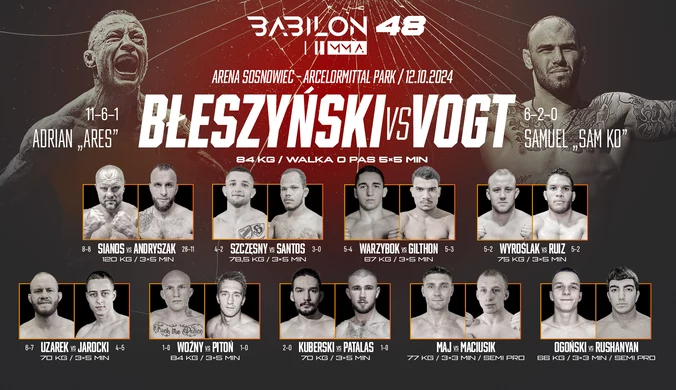 Dziś gala Babilon MMA 48 w Sosnowcu. Mistrz "ARES" zaprasza Vogta na wojnę: "Będę walczył o mój skarb do ostatniej kropli krwi"