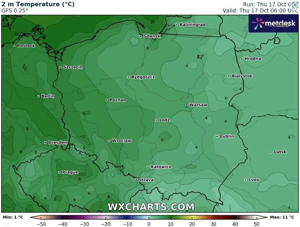 Poranek najchłodniejszy był na wschodzie. W Kozienicach o godz. 6:00 było zaledwie -2,3 st. C