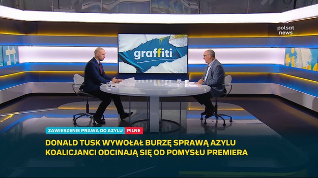 W "Graffiti" poruszono temat strategii migracyjnej ogłoszonej kilka dni temu przez premiera Donalda Tuska. - Do hasła "odzyskać kontrolę, zapewnić bezpieczeństwo" dodajemy "zachować człowieczeństwo". Nie dajmy się zwariować. Nie zgadzamy się na to, żeby wstrzymać całkowicie wydawanie azylów w Polsce - podkreślił wiceprzewodniczący Lewicy, Włodzimierz Czarzasty.- Przestrzegam, że wprowadzenie zakazu azylu w Polsce źle może nam zrobić - powiedział Czarzasty. Jak podkreślił, Lewicy podoba się strategia oprócz tego jednego akapitu.