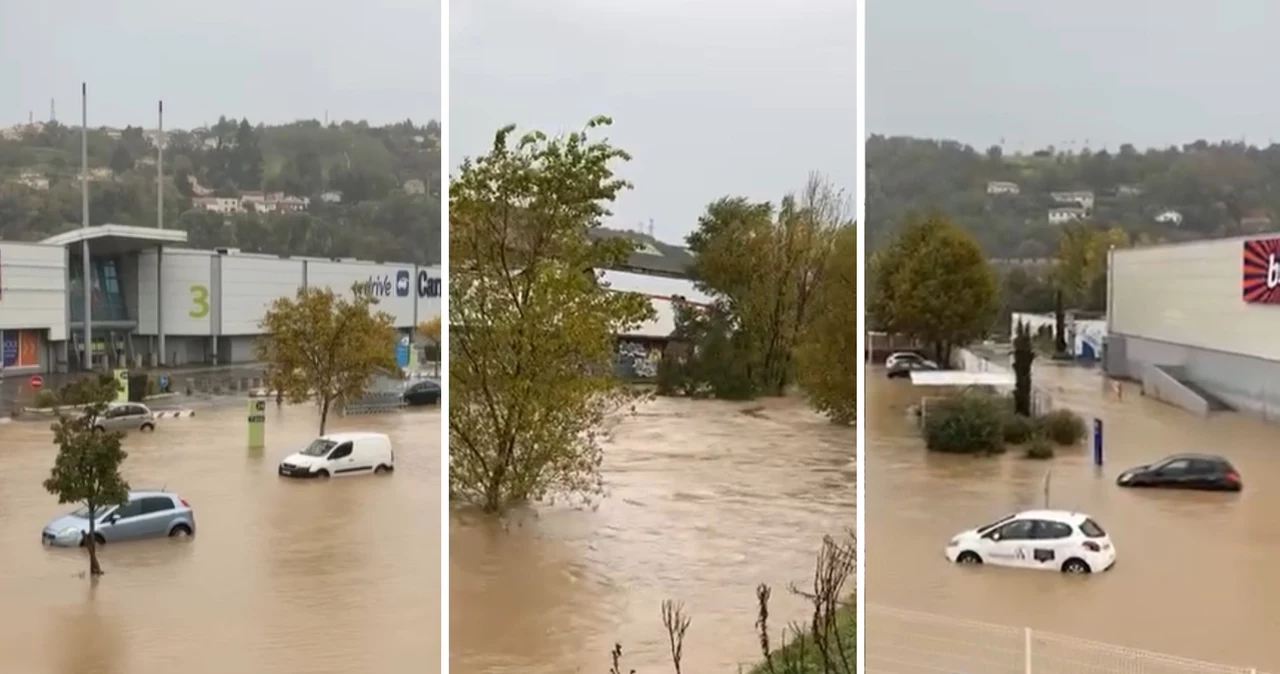 Efekty ulew na południowym wschodzie Francji. W wielu miejscach doszło do powodzi błyskawicznych, zalanych zostało mnóstwo dróg, w tym autostrada A47 na odcinku między Lyonem a Saint-Étienne