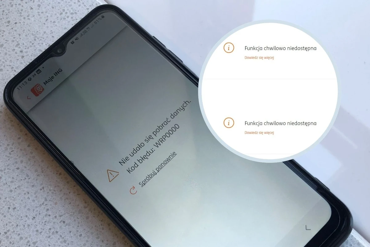 "Obecnie wszystkie nasze systemy działają już prawidłowo. Przepraszamy Was za utrudnienia" - przekazał po godz. 12 ING Polska. Wcześniej, przez kilkadziesiąt minut, klienci banku nie mogli korzystać z aplikacji i nie działała poprawnie strona, po zalogowaniu.