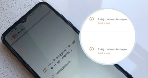 "Obecnie wszystkie nasze systemy działają już prawidłowo. Przepraszamy Was za utrudnienia" - przekazał po godz. 12 ING Polska. Wcześniej, przez kilkadziesiąt minut, klienci banku nie mogli korzystać z aplikacji i nie działała poprawnie strona, po zalogowaniu.