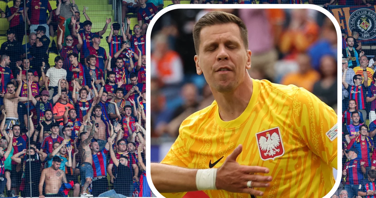 Na zdjęciu Wojciech Szczęsny oraz kibice FC Barcelona