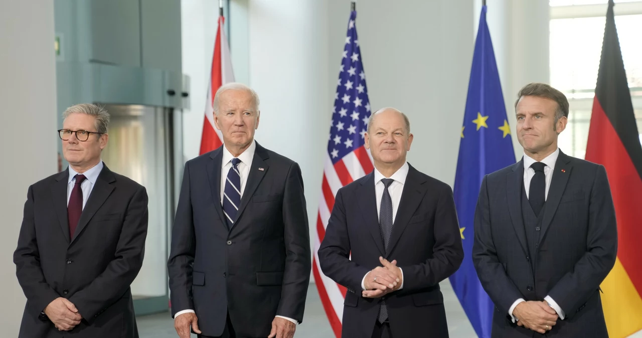 Berlin. Keir Starmer, Joe Biden, Olaf Scholz, Emmanuel Macron - spotkanie liderów państw Zachodu 