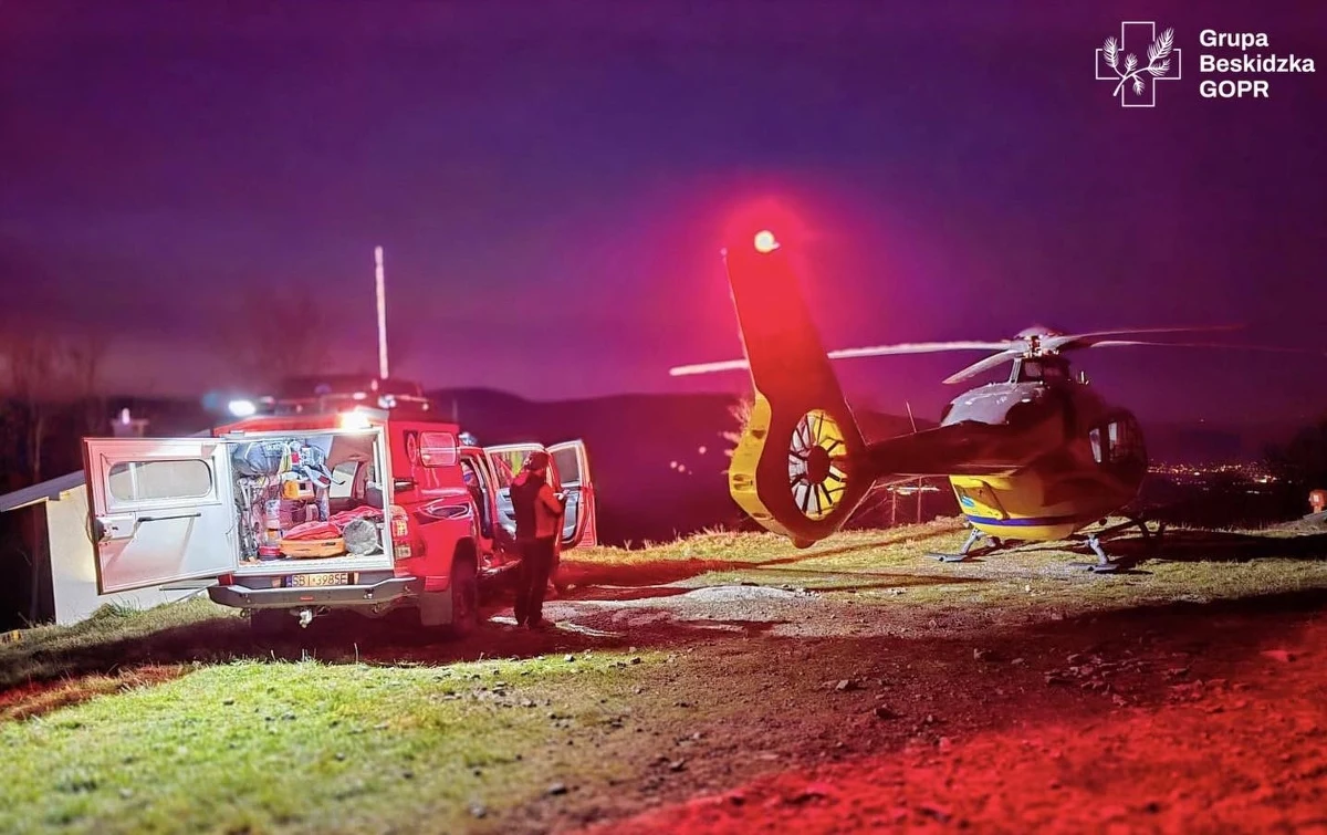 Ratownicy GOPR-u ratowali w Beskidach rowerzystę. Konieczne było użycie śmigłowca.