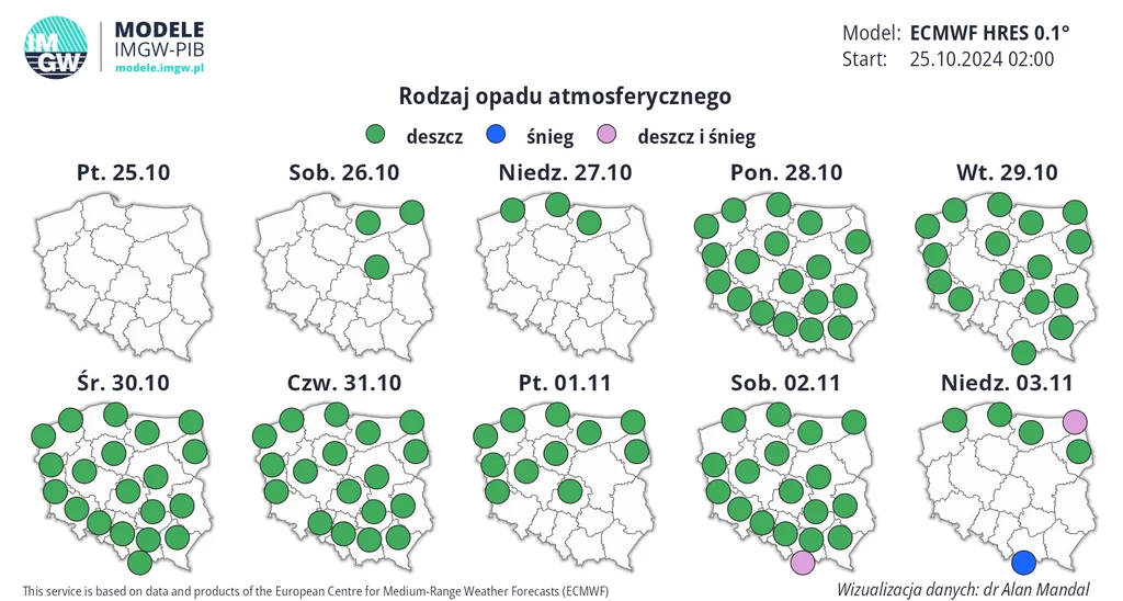 2 listopada może być deszczowo w całej Polsce. Na krańcach południowych lokalnie może nawet padać deszcz ze śniegiem