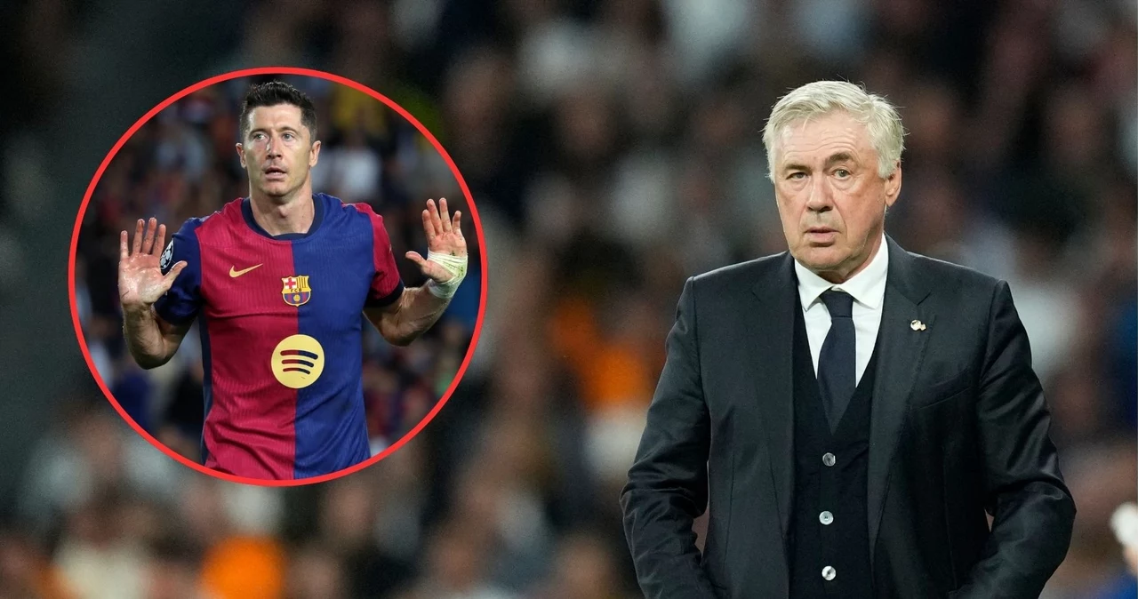 Carlo Ancelotti i Robert Lewandowski (na małym zdjęciu)