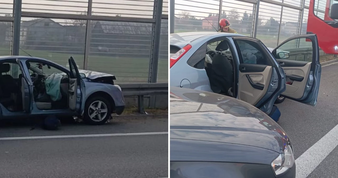 Na obwodnicy Lublina doszło do pożaru samochodu, a następnie wypadku 