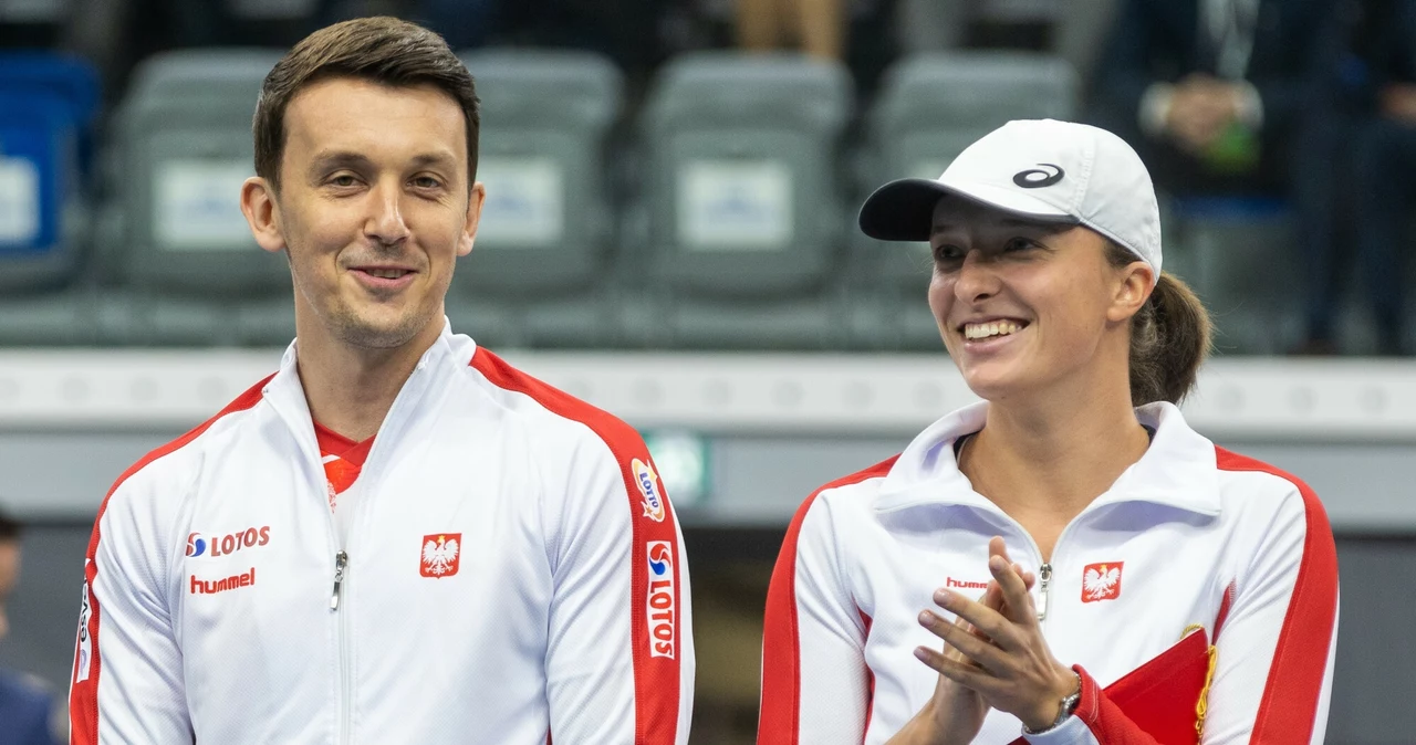 Dawid Celt i Iga Świątek podczas meczu reprezentacji Polski w rozgrywkach o Puchar Billie Jean King