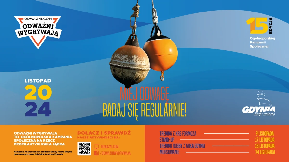Odważni wygrywają – to hasło ma przypominać mężczyznom, jak ważne jest samobadanie oraz badania profilaktyczne. W Gdyni startuje akcja związana z Międzynarodowym Miesiącem Walki z Męskim Rakiem. Zaplanowano ćwiczenia z rugbistami Arki czy trening z komandosami z Formozy. W trakcie meczów AMW Arki Gdynia Kosz oraz Arki Gdynia panowie będą mogli zrobić bezpłatne badania.

