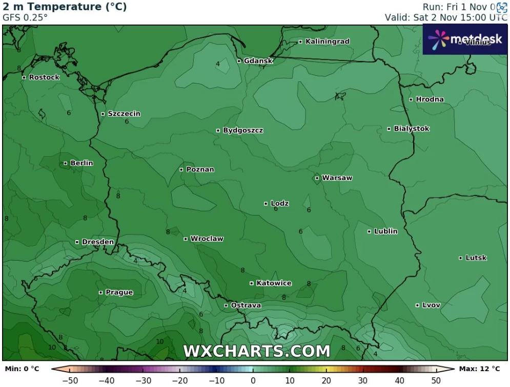 Sobota będzie chłodna w całym kraju, z temperaturami nieprzekraczającymi 11 stopni Celsjusza