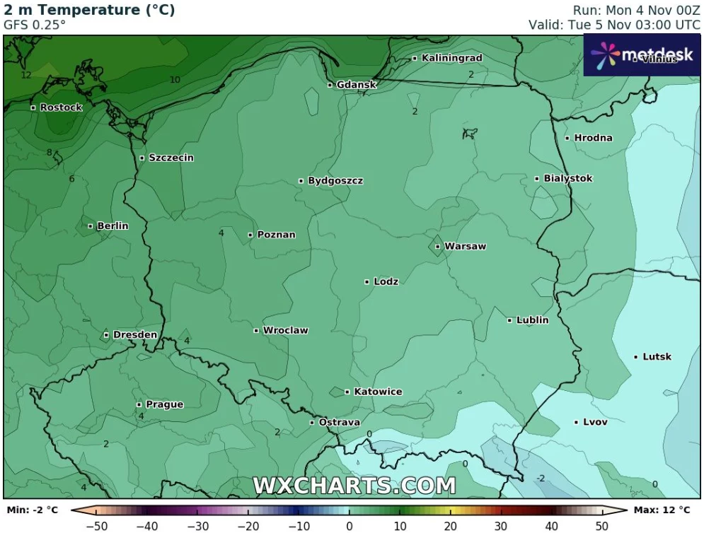 W nocy w wielu miejscach będzie mroźnie. Na terenach podgórskich Karpat temperatura spadnie nawet do -8 stopni Celsjusza