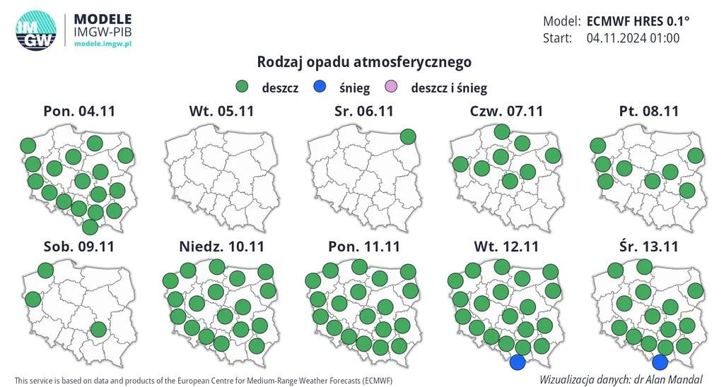 Wygląda na to, że 11 listopada w całej Polsce trzeba będzie liczyć się z nieprzyjemnym, przelotnym deszczem