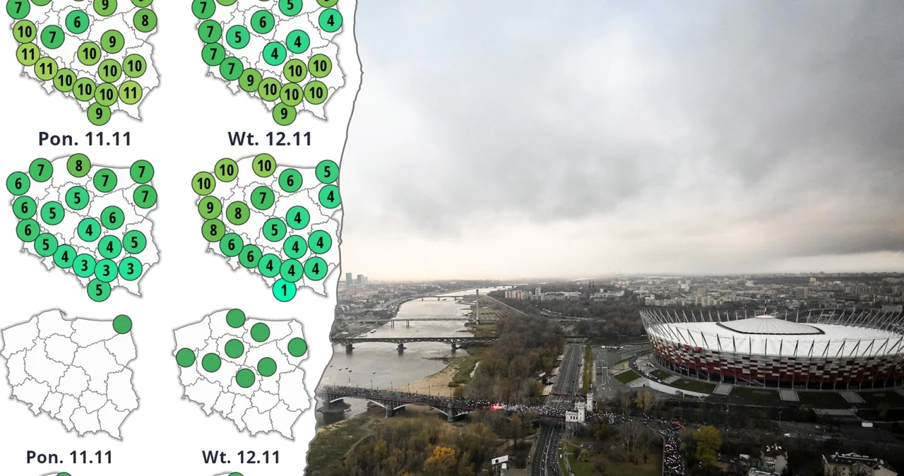 11 listopada będzie chłodnym i deszczowym dniem w praktycznie całym kraju. Pogoda na Święto Niepodległości nie wygląda zbyt zachęcająco
