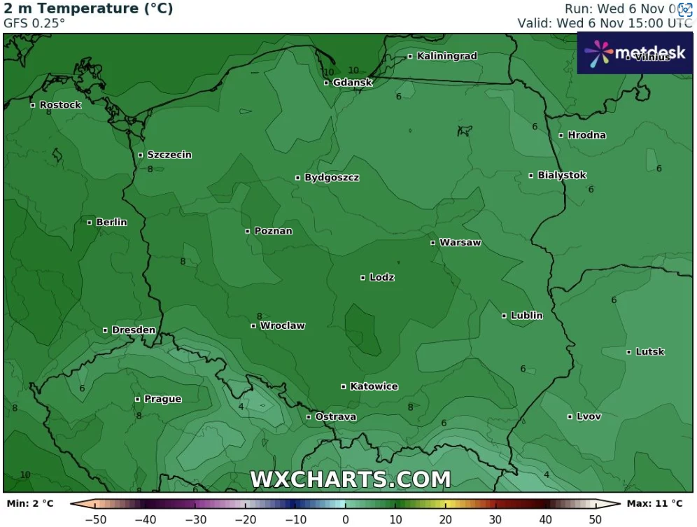 Środa będzie dosyć chłodna: do 5 st. C na południu i nie więcej niż 11 stopni w reszcie kraju