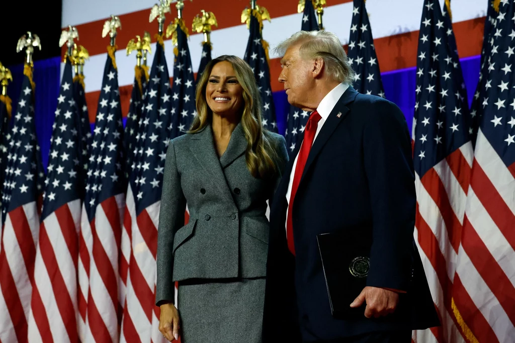 Melania Trump z mężem Donaldem Trumpem 6 listopada 2024 r. dzień po wyborach prezydenckich w USA