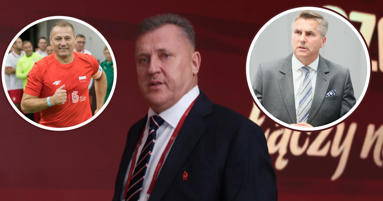 Na zdjęciu od lewej: Piotr Świerczewski, prezes PZPN Cezary Kulesza oraz Dariusz Dziekanowski