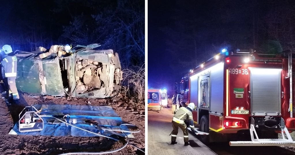 Wypadek z udziałem funkcjonariuszy Straży Granicznej. Samochód wypadł z drogi