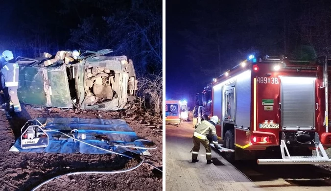 Samochód Straży Granicznej wypadł z drogi. Pięć osób w szpitalu