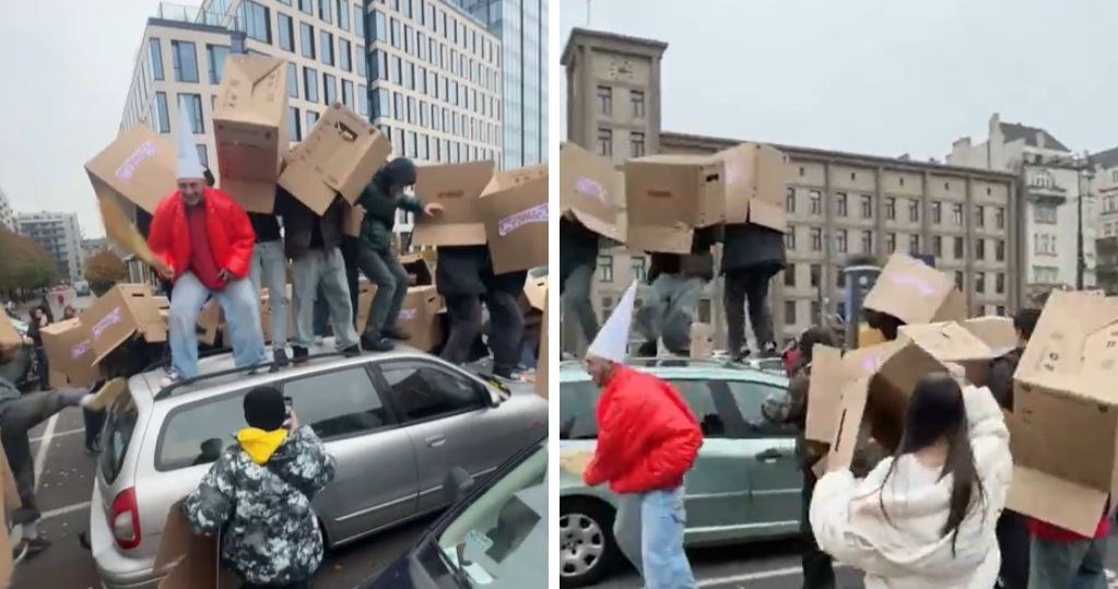  Skakał po samochodach, wybijał szyby. Popis influencera w stolicy