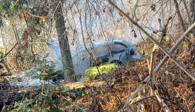 Tragedia w Rabce-Zdroju. Auto stanęło w płomieniach. W środku był kierowca