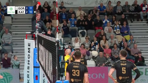 Cuprum Stilon Gorzów – GKS Katowice 3:2 (20:25, 25:22, 25:21, 21:25, 15:13). Siatkówka, PlusLiga 2024/2025 - 11. kolejka. Bartosz Mariański został ukarany czerwoną kartką.