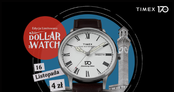 Limitowany zegarek za symboliczne 4 zł? Brzmi nierealnie, a jednak! Timex, z okazji swojego 170-lecia daje nam niepowtarzalną okazja, aby zdobyć wyjątkowy model Timex Waterbury Dollar Watch za równowartość jednego dolara. Zegarek inspirowany jest historycznym modelem i będzie dostępny wyłącznie dla najszybszych – tylko w jednym miejscu w Polsce. Szczegóły tego wyjątkowego wydarzenia znajdziesz poniżej.