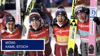 Skoki narciarskie. Piotr Żyła, Andrzej Stękała i Kamil Stoch po konkursie drużynowym. Wideo