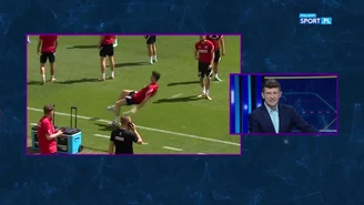 Euro 2020. Robert Lewandowski poślizgnął się na butelce podczas treningu reprezentacji Polski (POLSAT SPORT). Wideo