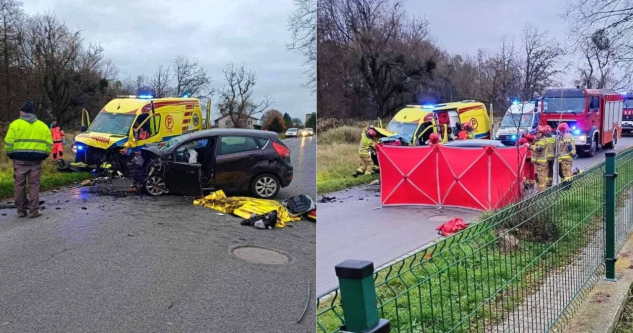 Wypadek w Strzeszowie. Samochód osobowy uderzył w karetkę 