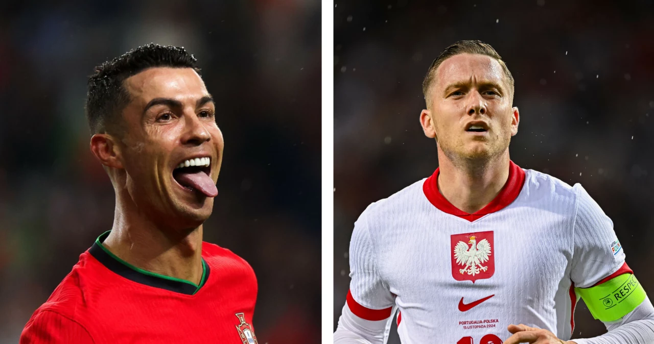 Kapitanowie reprezentacji Portugali i Polski - Cristiano Ronaldo i Piotr Zieliński