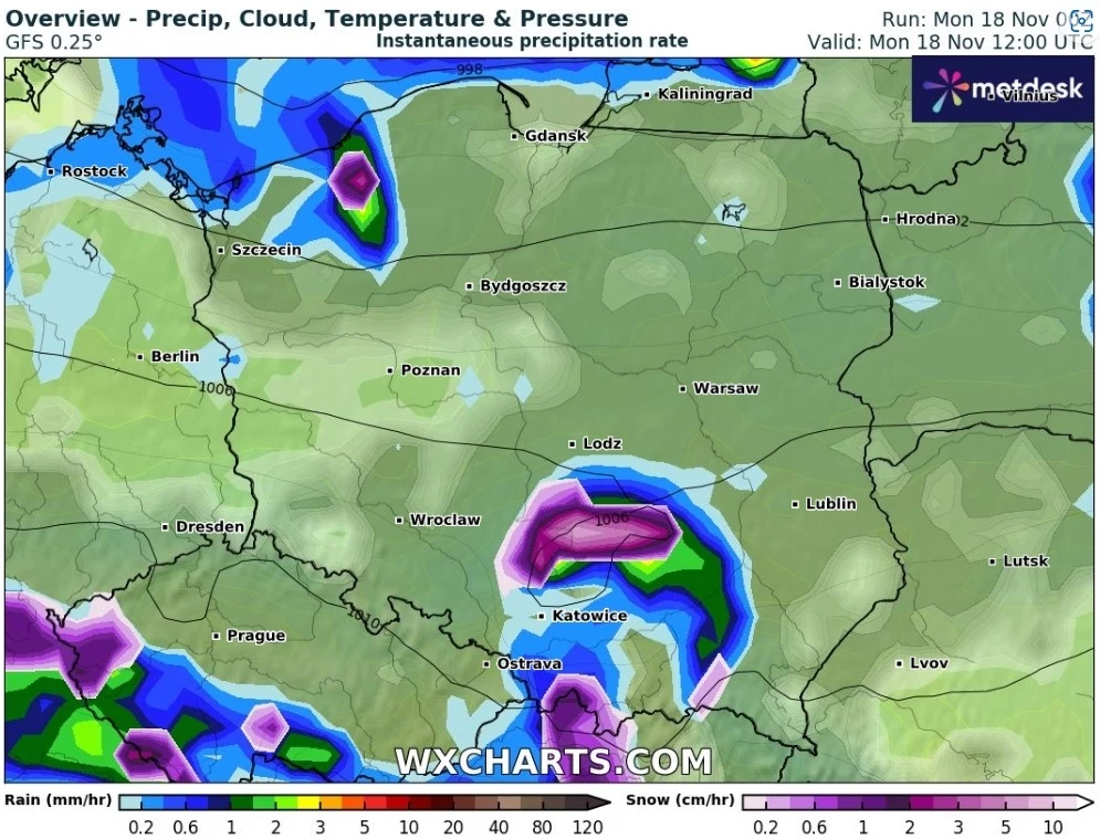 Pogoda w poniedziałek przyniesie przelotne deszcze i silny wiatr, a lokalnie na Wybrzeżu nawet burze