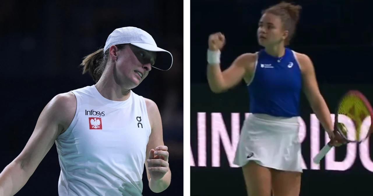 Iga Świątek i Jasmine Paolini podczas meczu na Billie Jean King Cup 2024