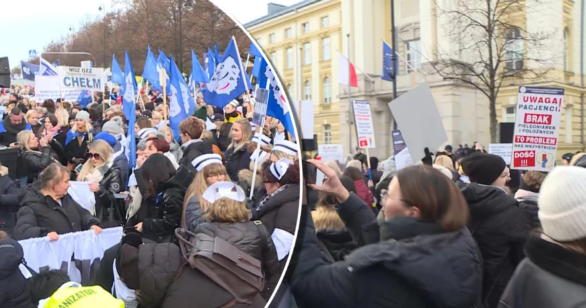 Protest pielęgniarek w Warszawie