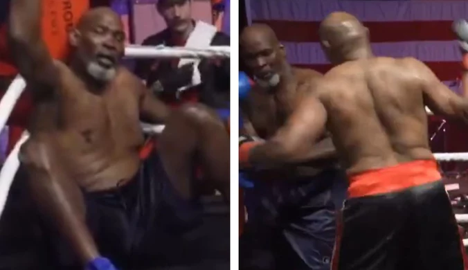 Mike Tyson "pokonany", 59-letnia legenda boksu rzuca rywala na deski. Oliver McCall oszalał [WIDEO]