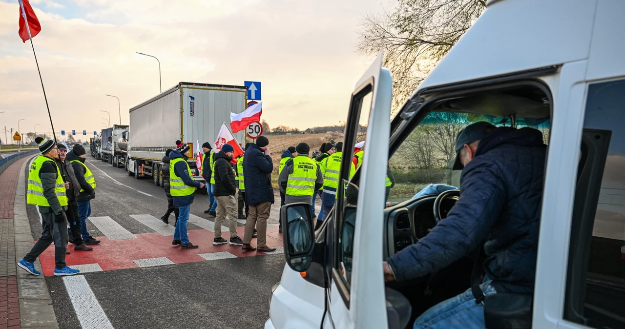 Protest rolników przy granicy z Ukrainą w Medyce