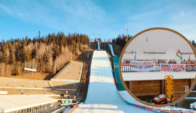 Norwegowie mają pocisk na kasku. Protest na skoczni w Lillehammer