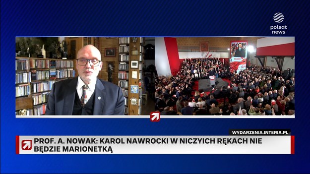 - Karol Nawrocki w niczyich rękach nie będzie marionetką, nawet przypuszczam w rękach swojej żony - zapewnił prof. Andrzej Nowak, wskazując, że relacje między prezesem PiS a prezydentem Dudą rzeczywiście ułożyły się w sposób niewłaściwy, przykry "z winy wyłącznie Kaczyńskiego".- Próbował traktować prezydenta RP jako człowieka, który powinien wykonywać jego polecenia - doprecyzował.