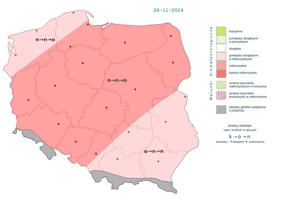 We wtorek w większości kraju warunki będą niekorzystne. W wielu miejscach będzie pochmurnie i deszczowo