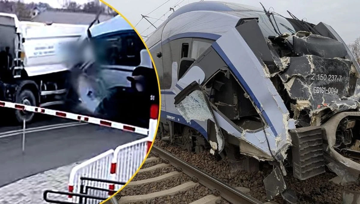 Siedmioro rannych pasażerów, 12 mln zł strat w infrastrukturze i sprzęcie kolejowym, ogromne opóźnienia pociągów, blokada magistrali - to pokłosie wtorkowego wypadku kolejowego w Nowej Suchej w województwie mazowieckim. Doszło do niego, ponieważ kierowca ciężarówki zlekceważył sygnalizację świetlną na przejeździe kolejowo-drogowym. PKP Polskie Linie Kolejowe udostępniły wideo, na którym dokładnie widać przebieg wypadku. 