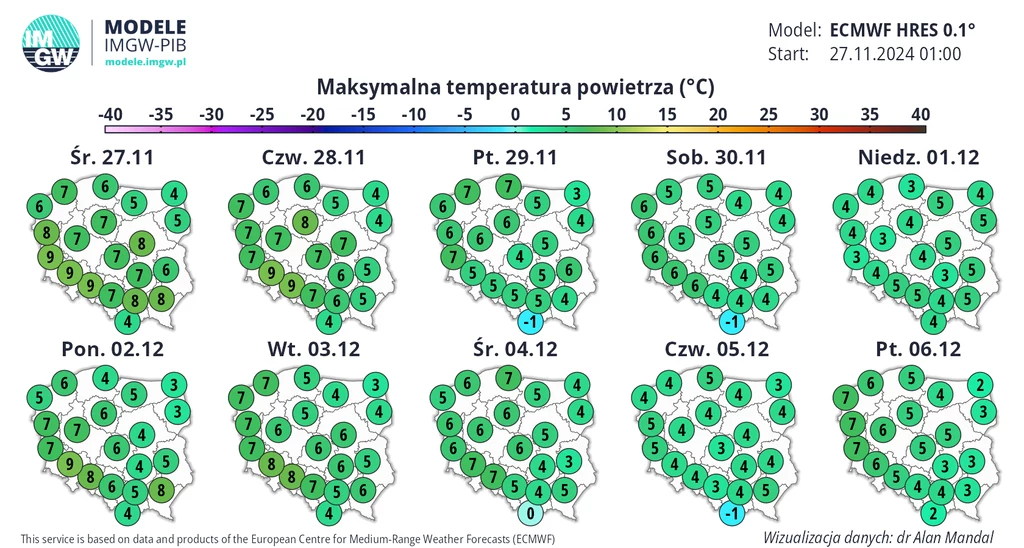 W Mikołajki będzie dosyć ciepło, z temperaturami od 2-3 st. C na wschodzie do 6-7 na zachodzie