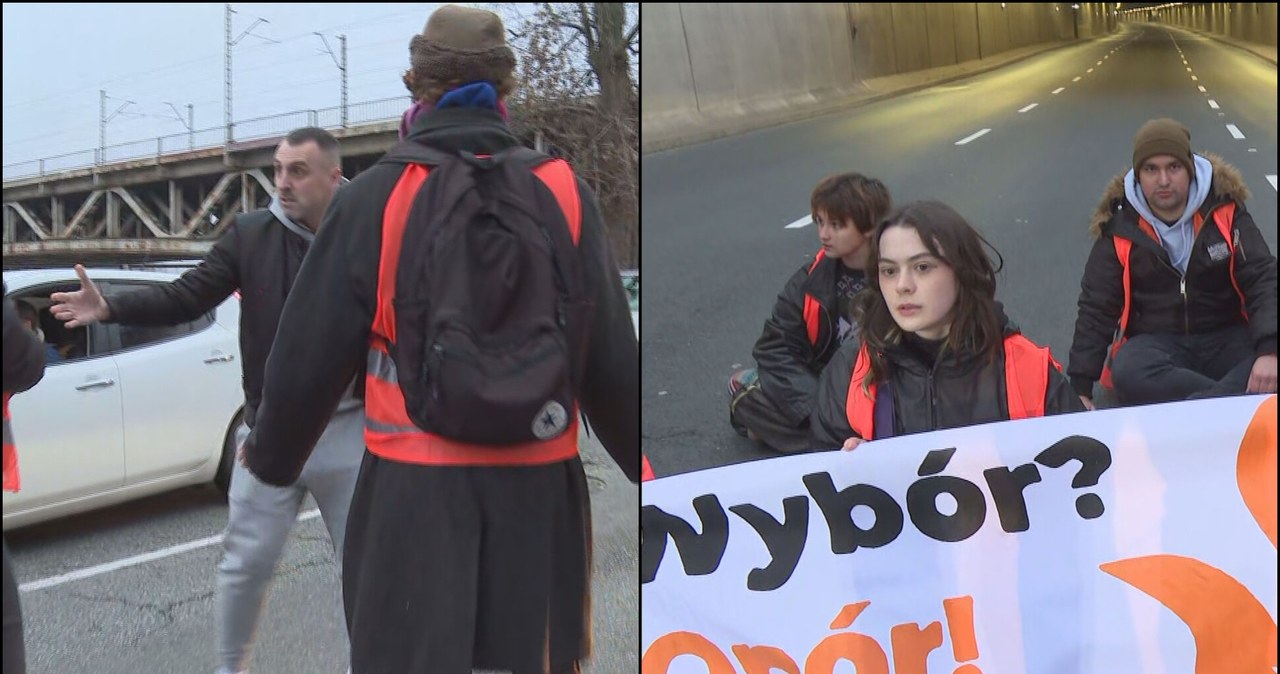  Ostatnie Pokolenie zablokowało ulicę w Warszawie. Doszło do rękoczynów