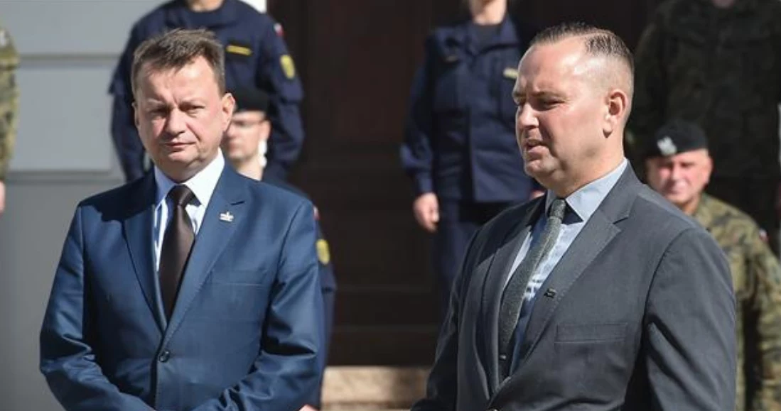 Poseł PiS Mariusz Błaszczak oraz szef IPN i kandydat na prezydenta Karol Nawrocki