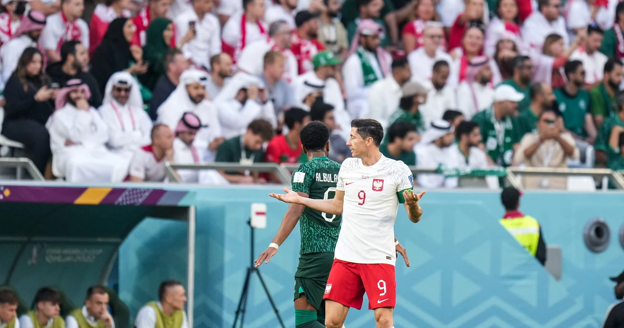 Robert Lewandowski w meczu z Arabią Saudyjską podczas mistrzostw świata w Katarze